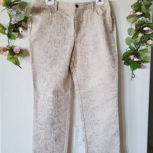 Cream Snake Skin Design Pants